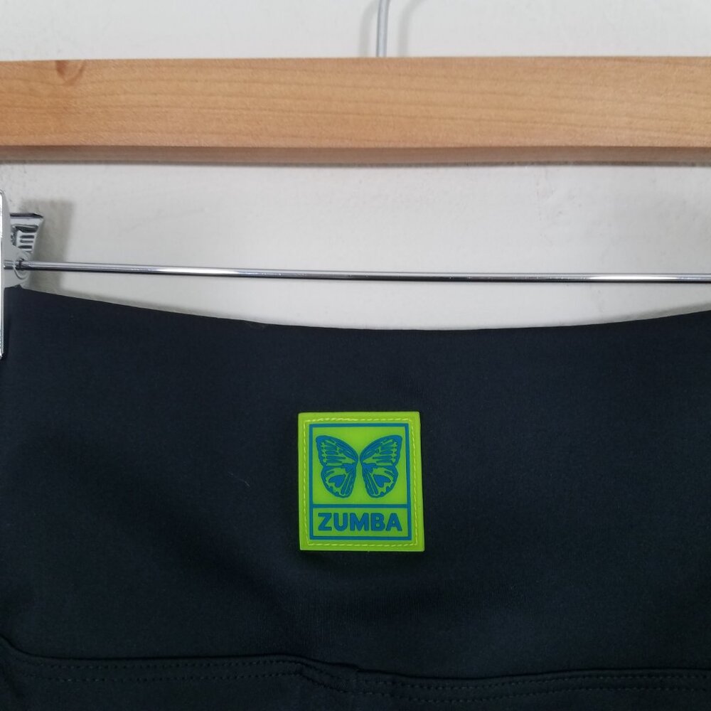 Zumba Fitness High Rise Slit Legs Logo Multicolor Legging Pants Black Size S - Picture 6 of 10